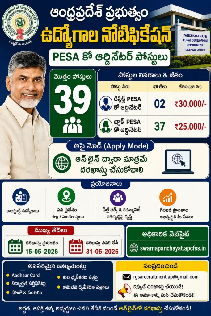 Job notification for PESA coordinator positions