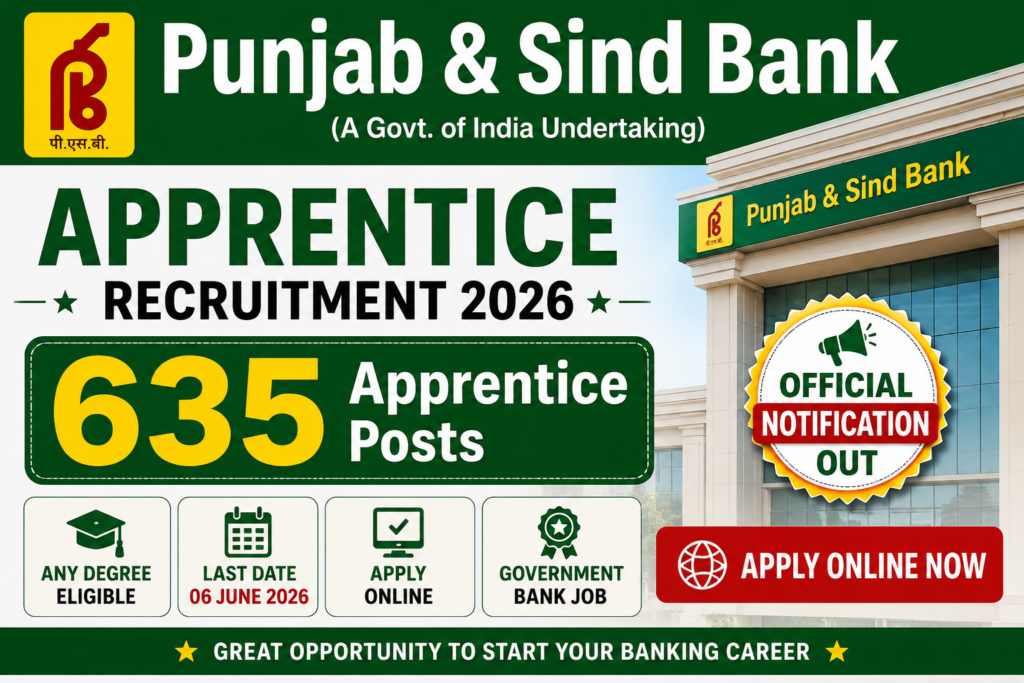 Punjab & Sind Bank apprentice recruitment 2026