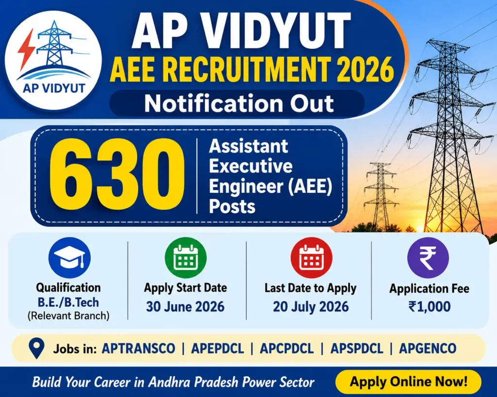 AP Vidyut AEE Recruitment 2026 Notification for 630 Assistant Executive Engineer Posts