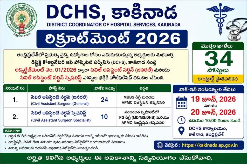 DCHS Kakinda recruitment notification 2026