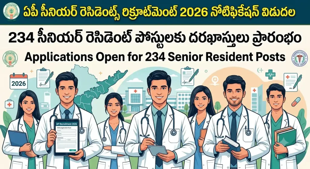 AP Senior Residents Recruitment 2026 Notification విడుదల – 234 సీనియర్ రెసిడెంట్ పోస్టులకు దరఖాస్తులు ప్రారంభం