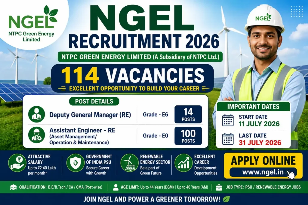 NGEL Recruitment 2026 Notification for 114 Deputy General Manager and Assistant Engineer Posts Apply Online