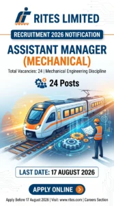 RITES Recruitment 2026 Assistant Manager Mechanical Notification Apply Online