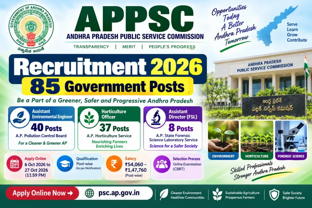 APPSC Recruitment 2026 85 Posts Horticulture Officer Assistant Environmental Engineer Assistant Director