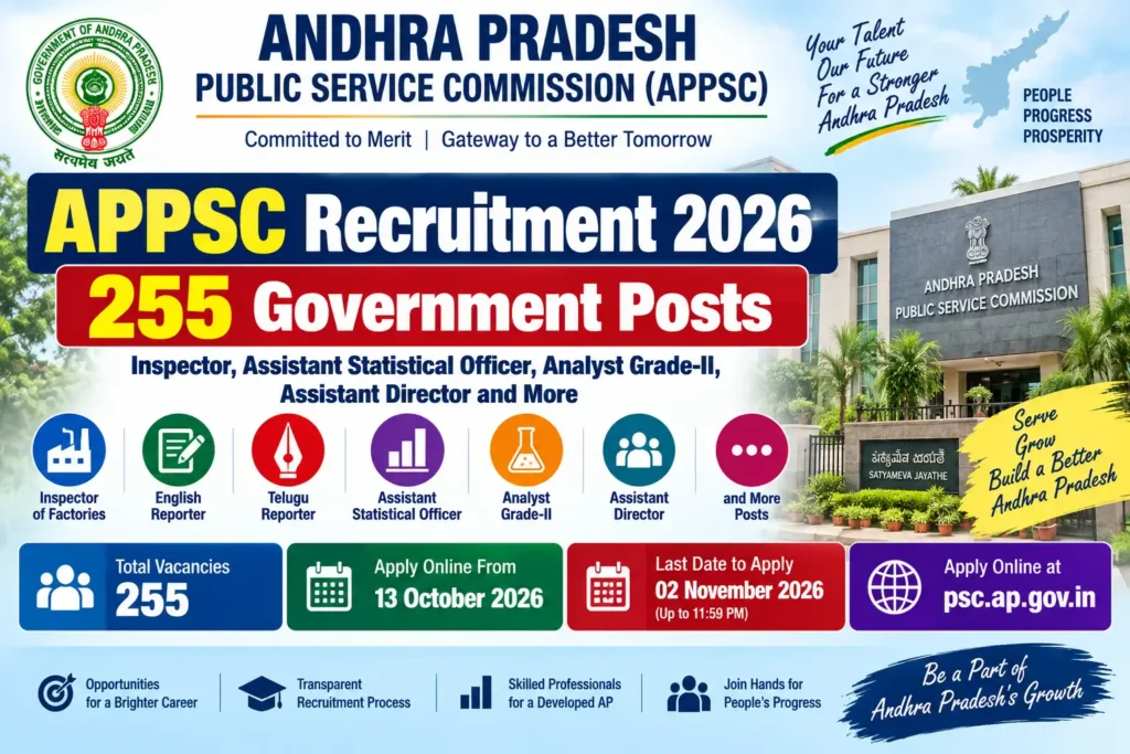 APPSC Recruitment 2026 – 255 Inspector Assistant Statistical Officer Analyst Grade II and Assistant Director Posts