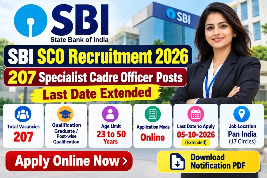SBI SCO Recruitment 2026 207 Specialist Cadre Officer Vacancies