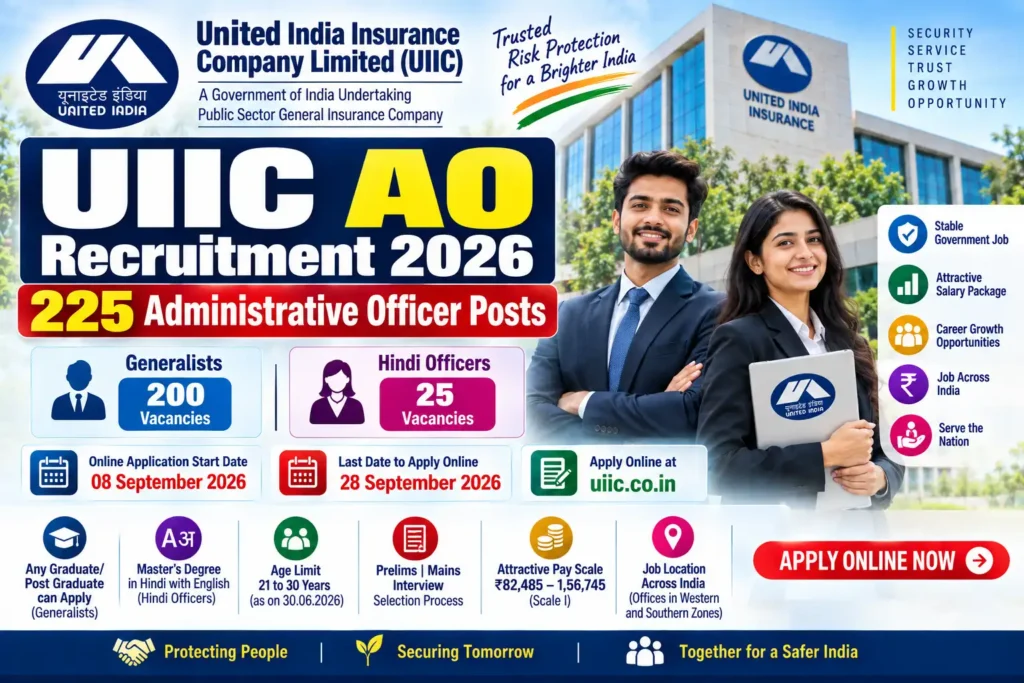UIIC AO Recruitment 2026 – 225 Administrative Officer Scale I Vacancies