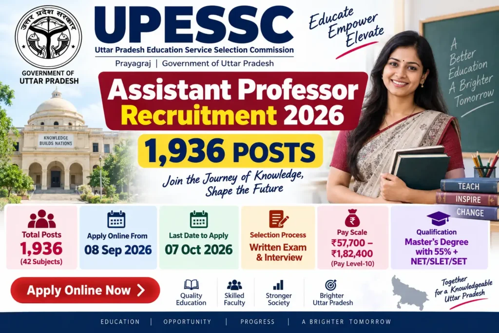 UPESSC Assistant Professor Recruitment 2026